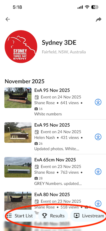 event links on event page